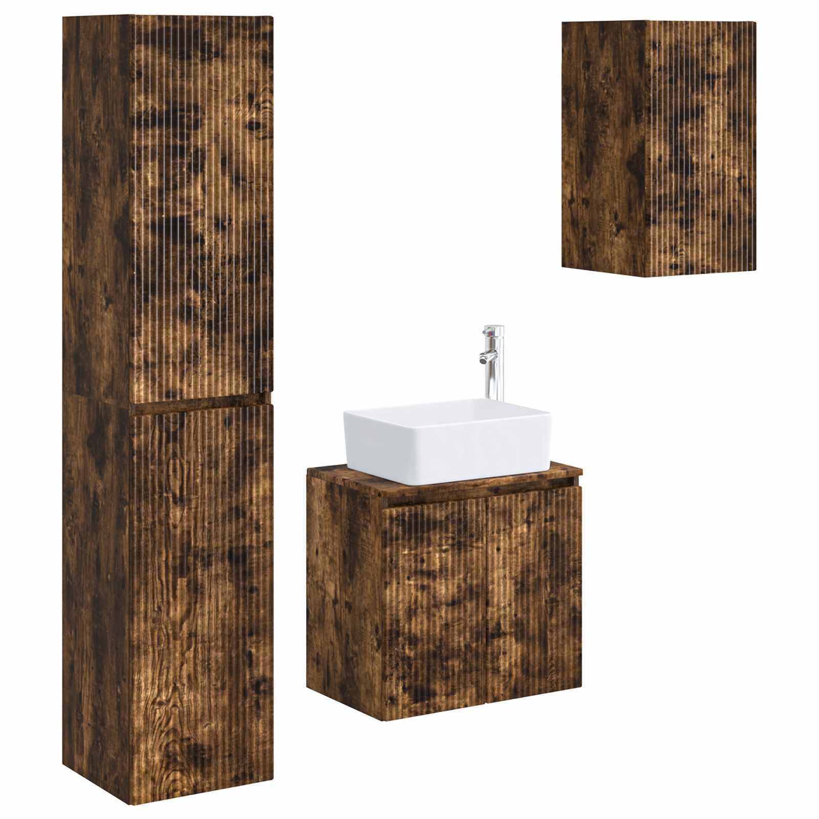 Ensemble de mobilier de salle de bain 3 pc Chêne fumé