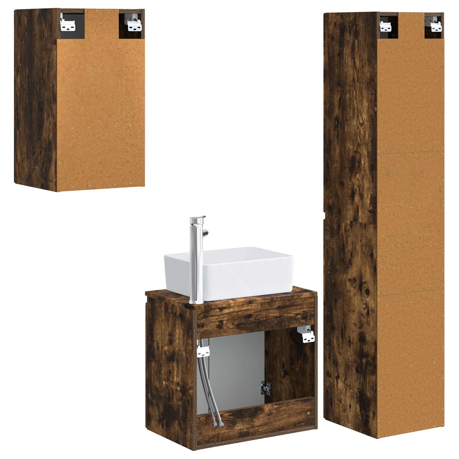 Ensemble de mobilier de salle de bain 3 pc Chêne fumé