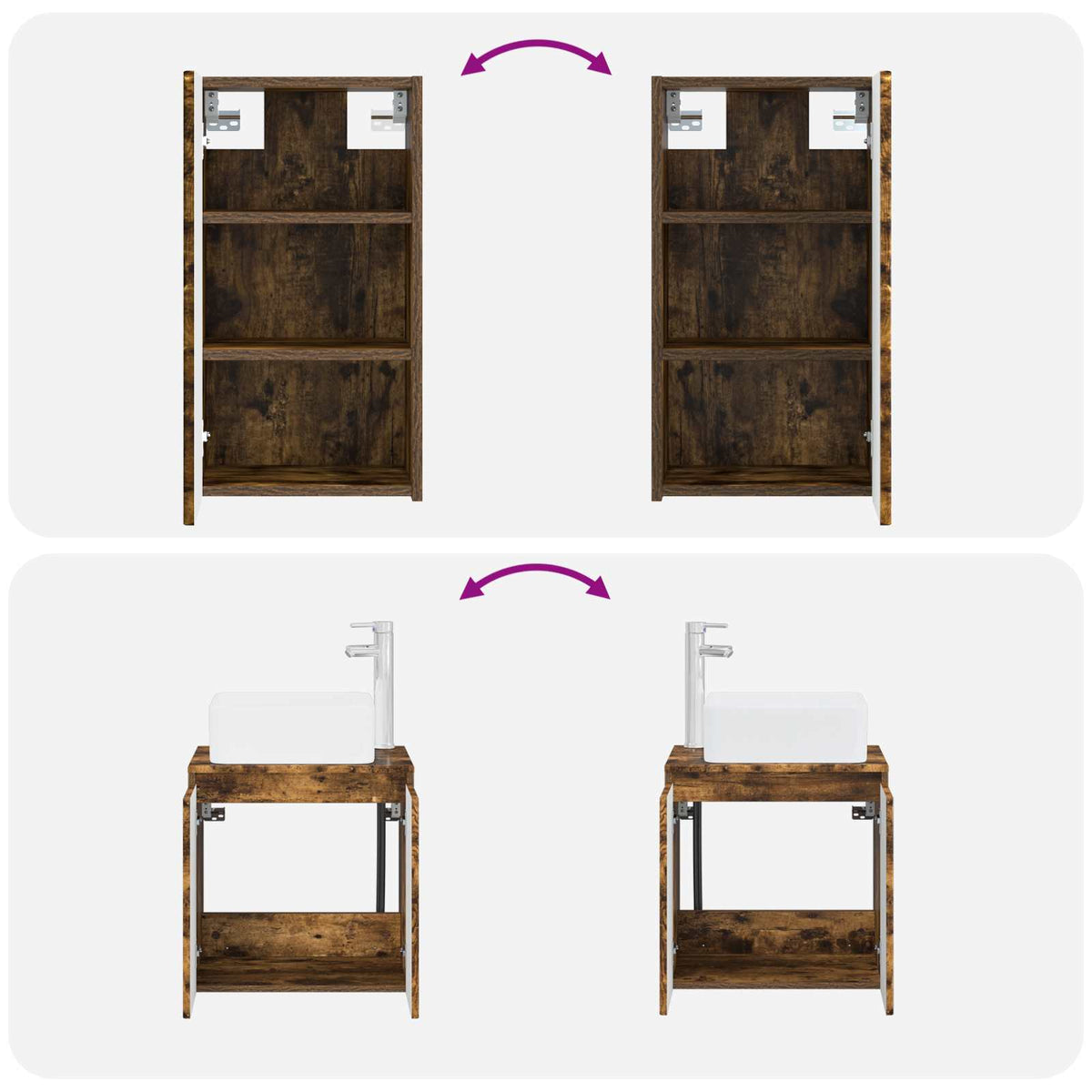 Ensemble de mobilier de salle de bain 3 pc Chêne fumé