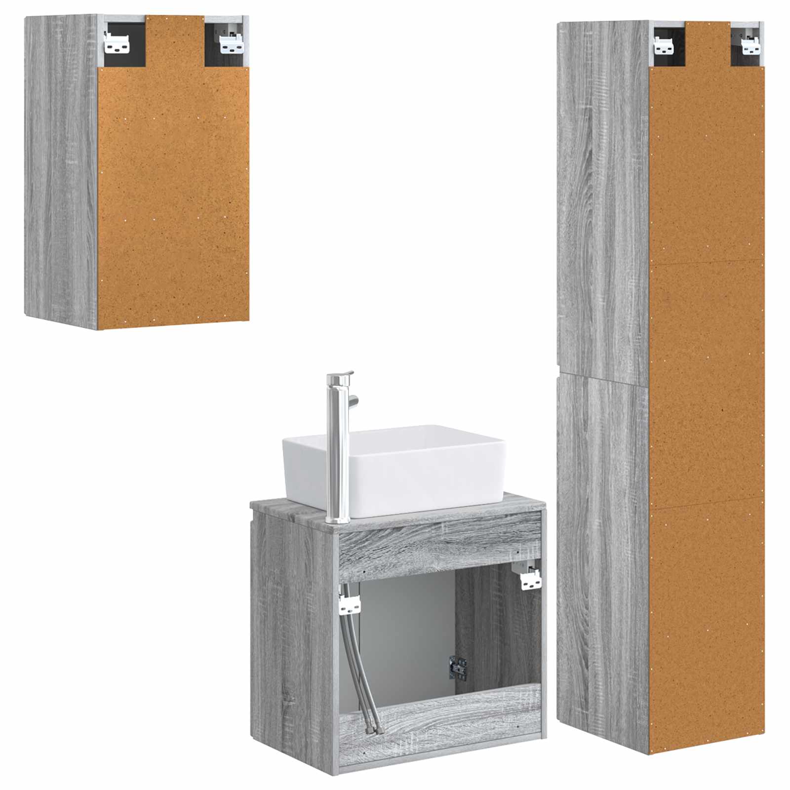 Ensemble de mobilier de salle de bain 3 pc Sonoma gris