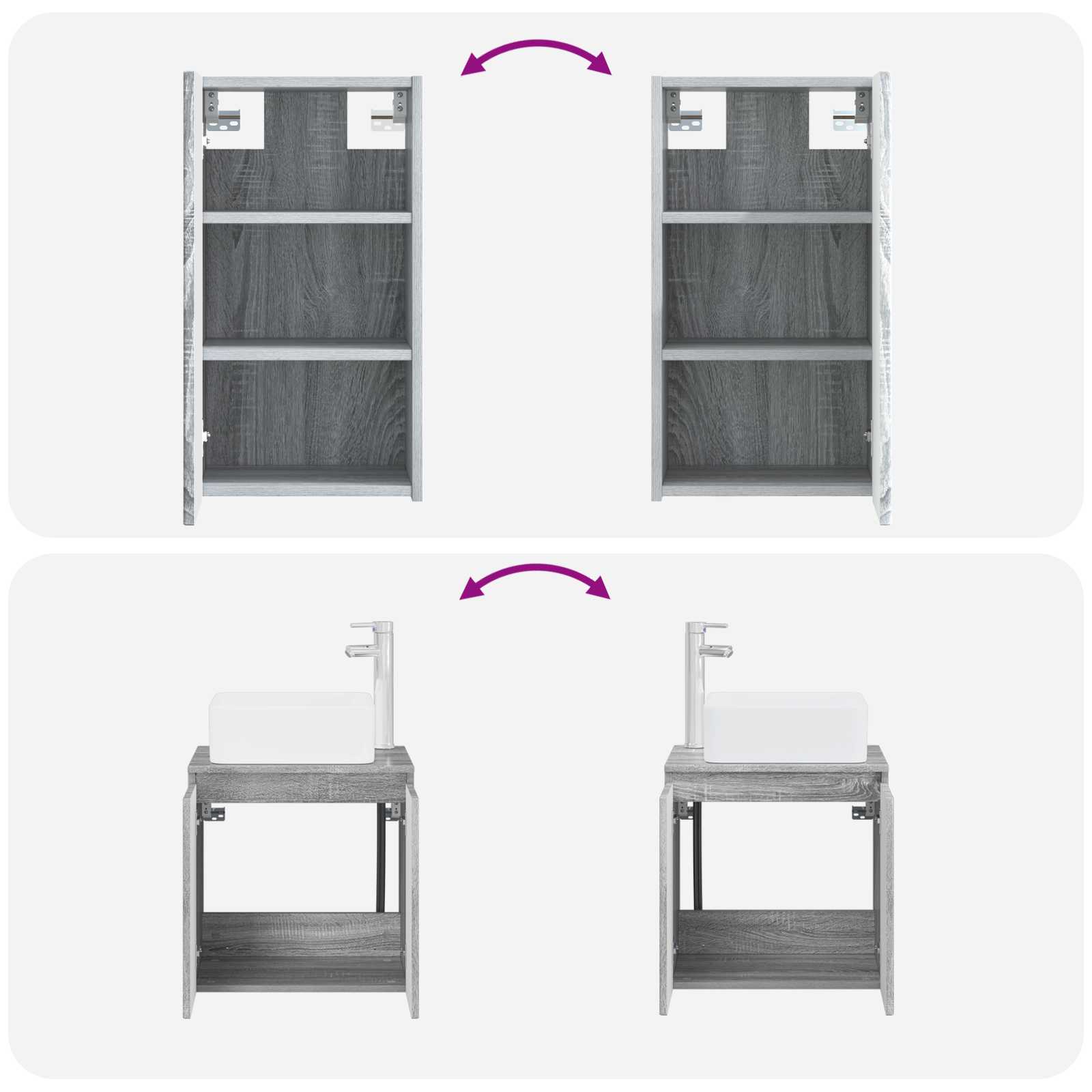 Ensemble de mobilier de salle de bain 3 pc Sonoma gris