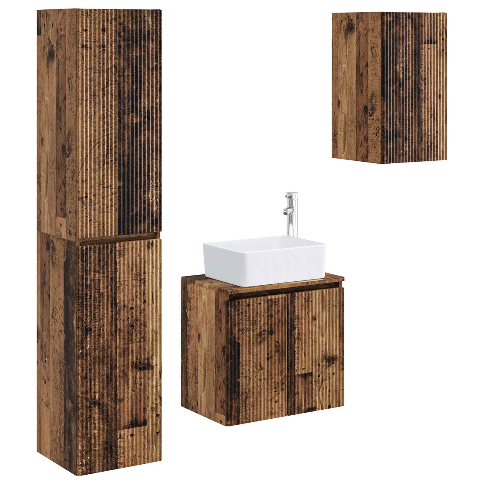 Ensemble de mobilier de salle de bain 3 pc Bois ancien
