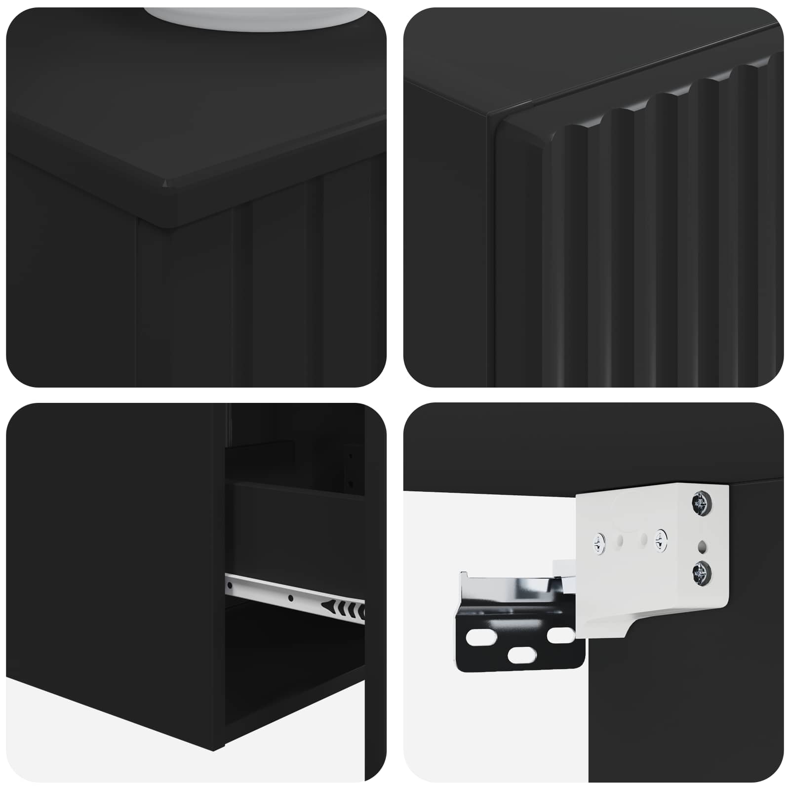 Ensemble de mobilier de salle de bain 3 pc Noir