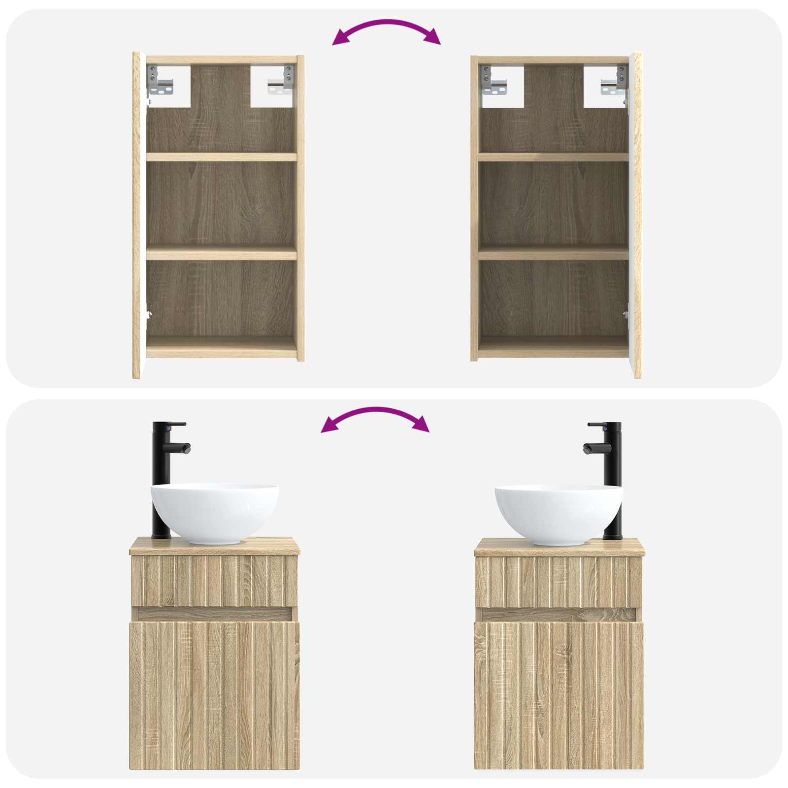 Ensemble de mobilier de salle de bain 3 pc Chêne Sonoma
