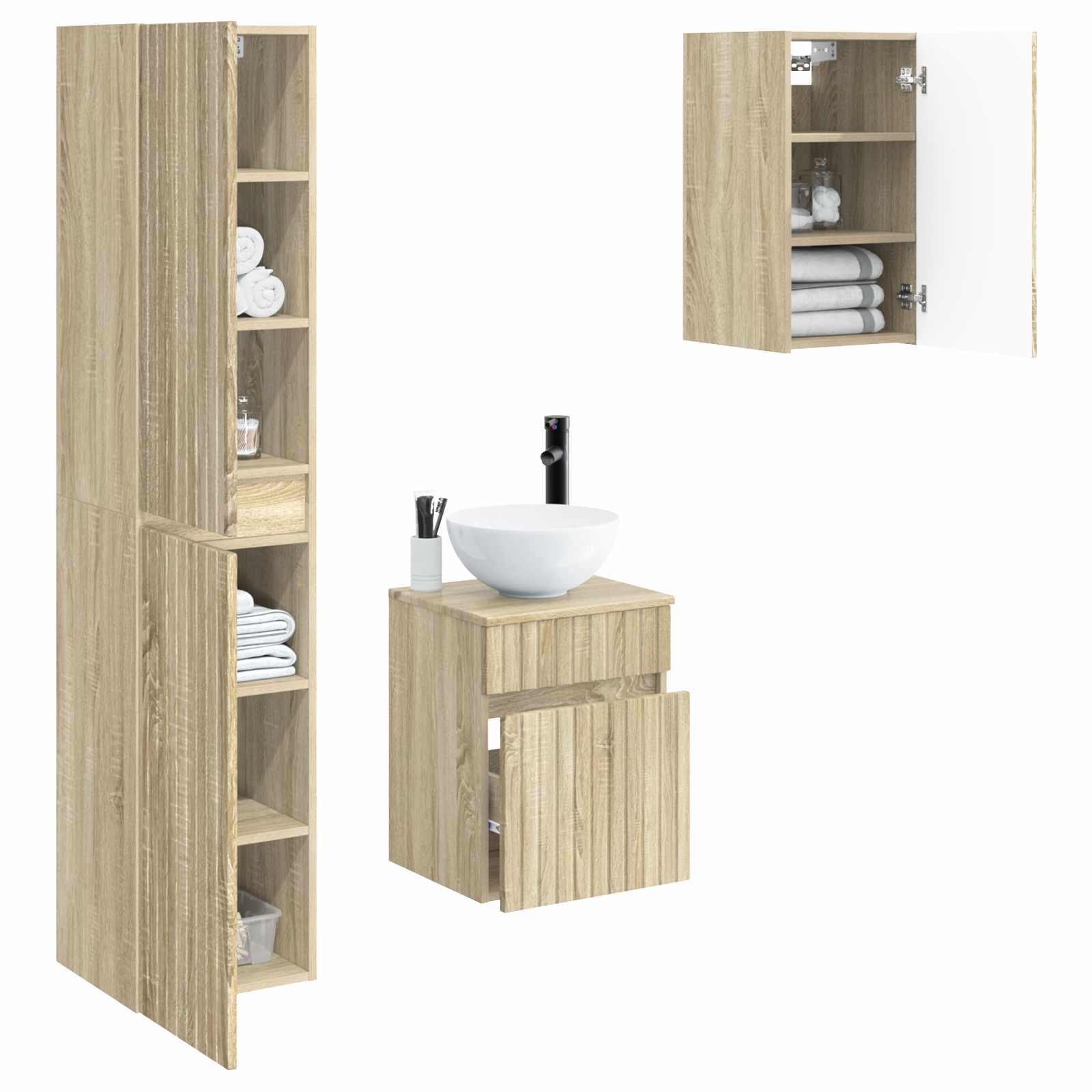 Ensemble de mobilier de salle de bain 3 pc Chêne Sonoma