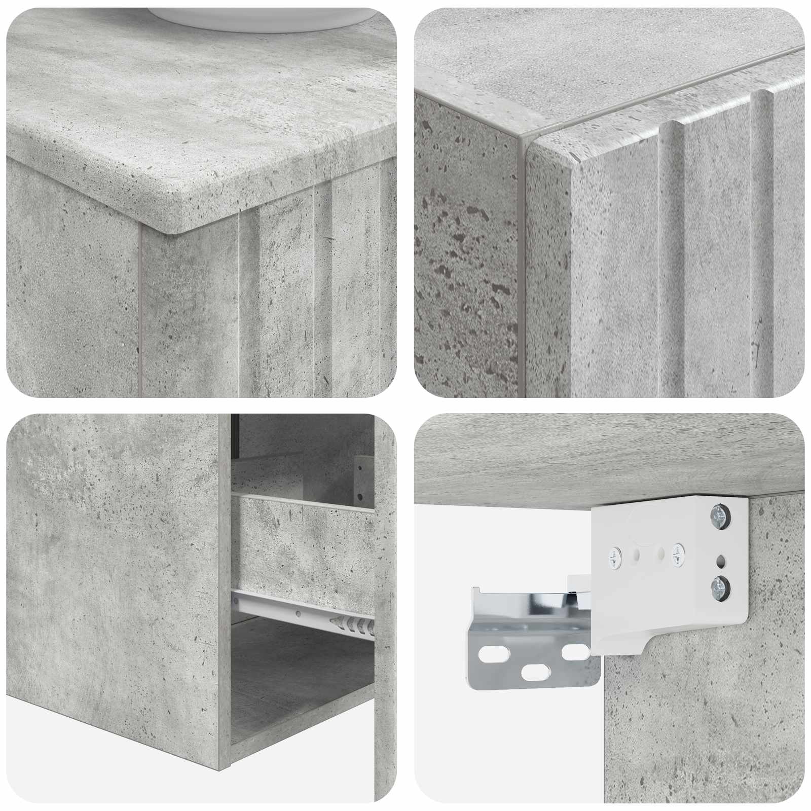 Ensemble de mobilier de salle de bain 3 pc Gris béton
