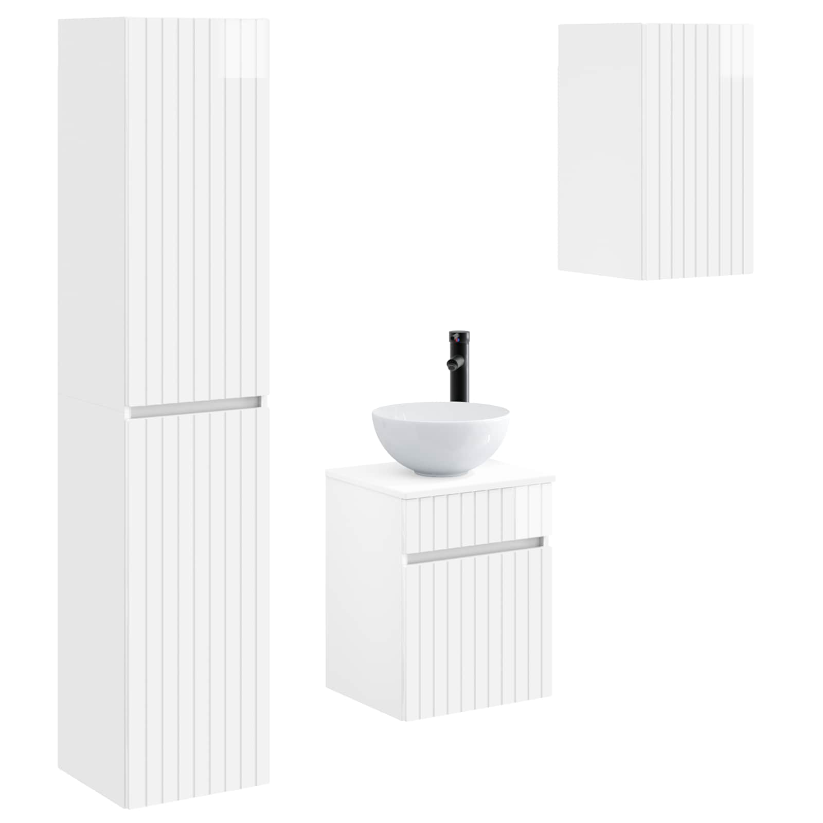 Ensemble de mobilier de salle de bain 3 pc Blanc brillant