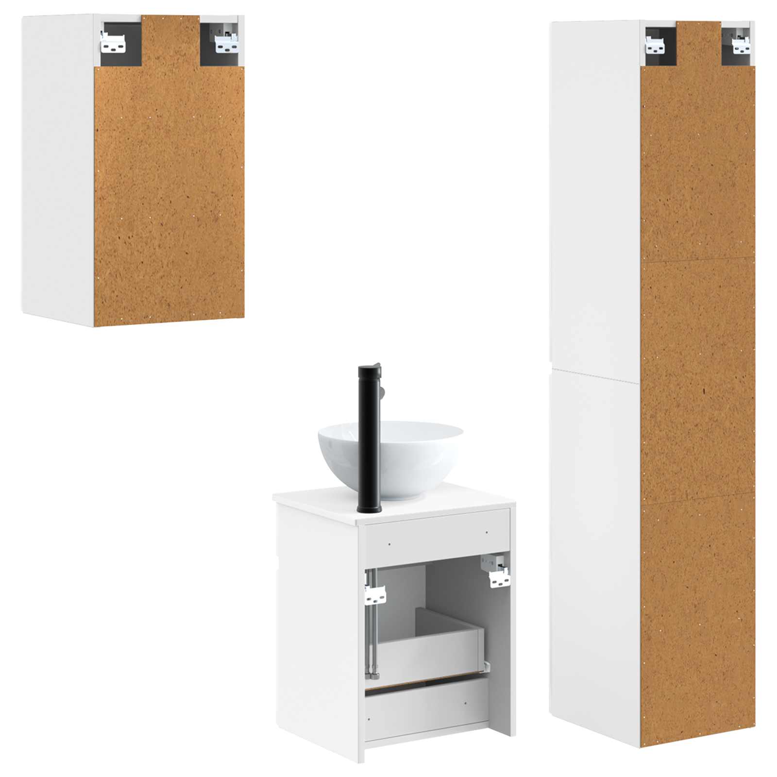 Ensemble de mobilier de salle de bain 3 pc Blanc brillant