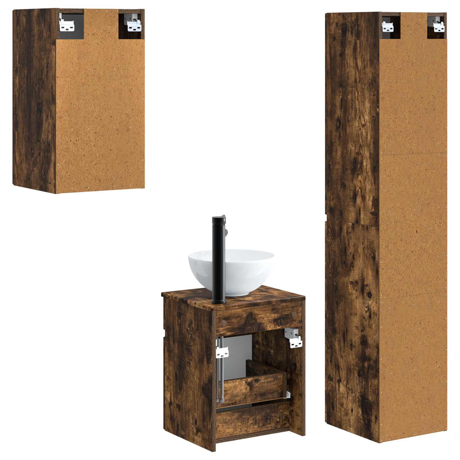 Ensemble de mobilier de salle de bain 3 pc Chêne fumé