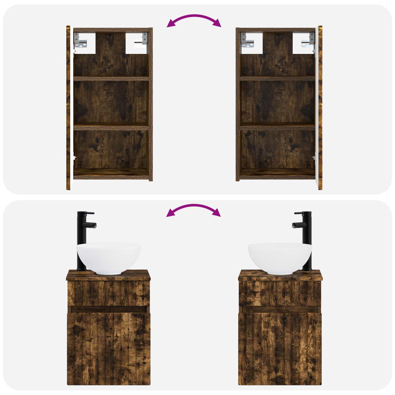 Ensemble de mobilier de salle de bain 3 pc Chêne fumé