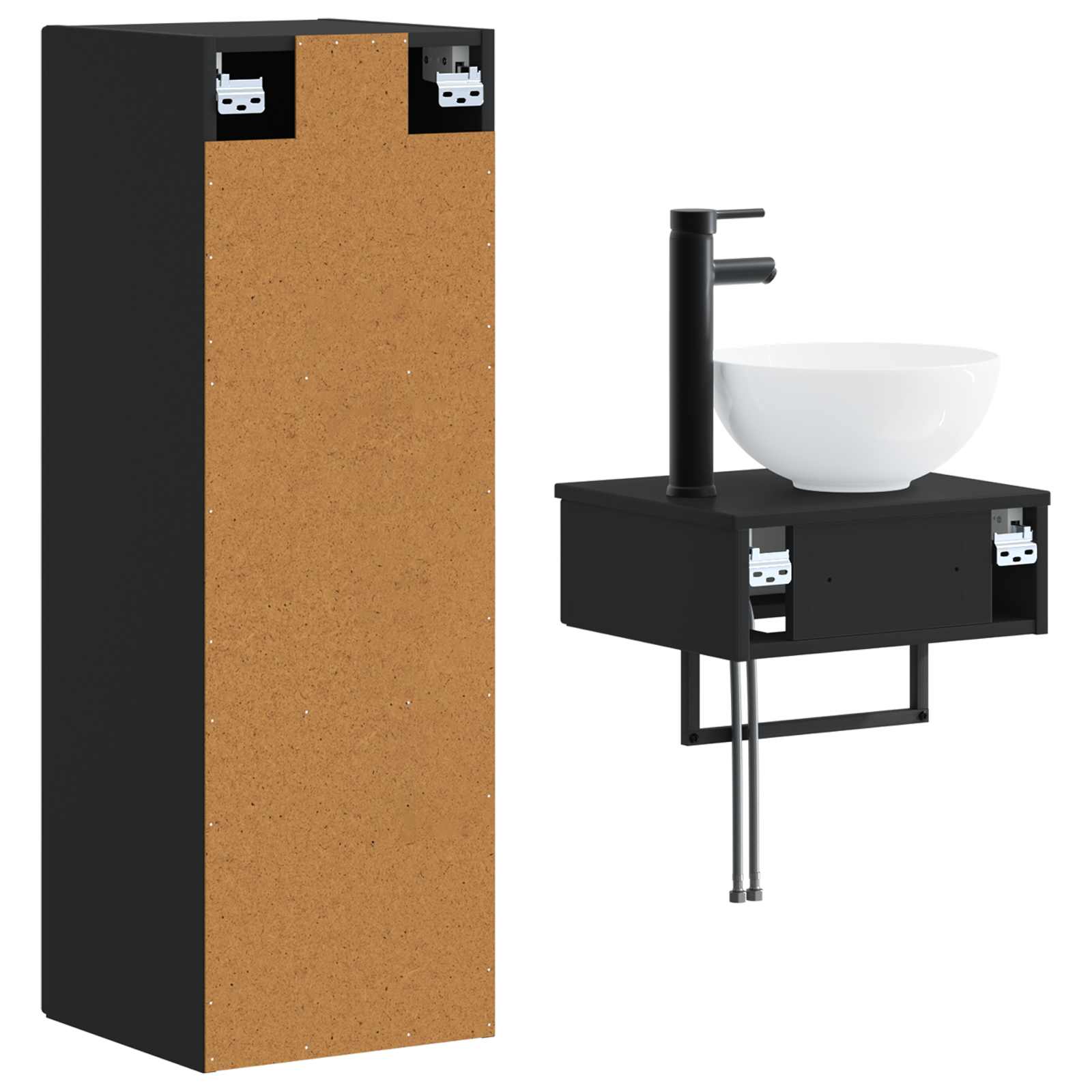 Ensemble de mobilier de salle de bain 2 pc Noir