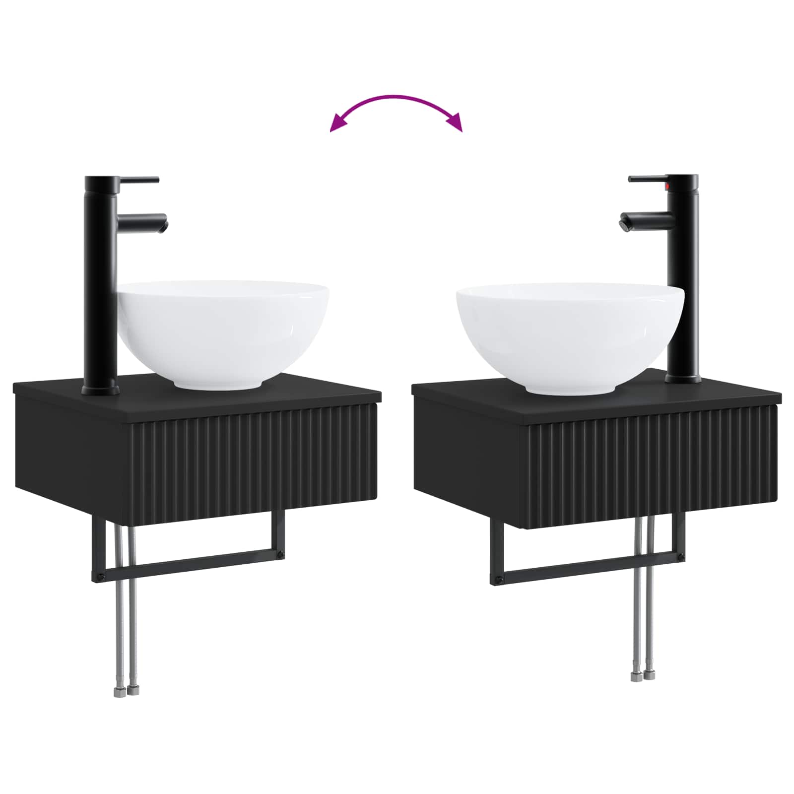 Ensemble de mobilier de salle de bain 2 pc Noir
