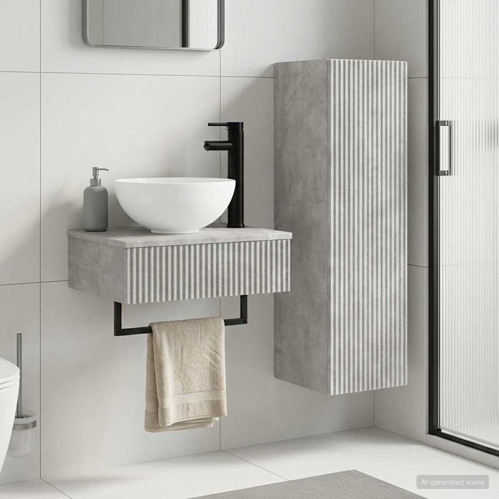 Ensemble de mobilier de salle de bain 2 pc Gris béton