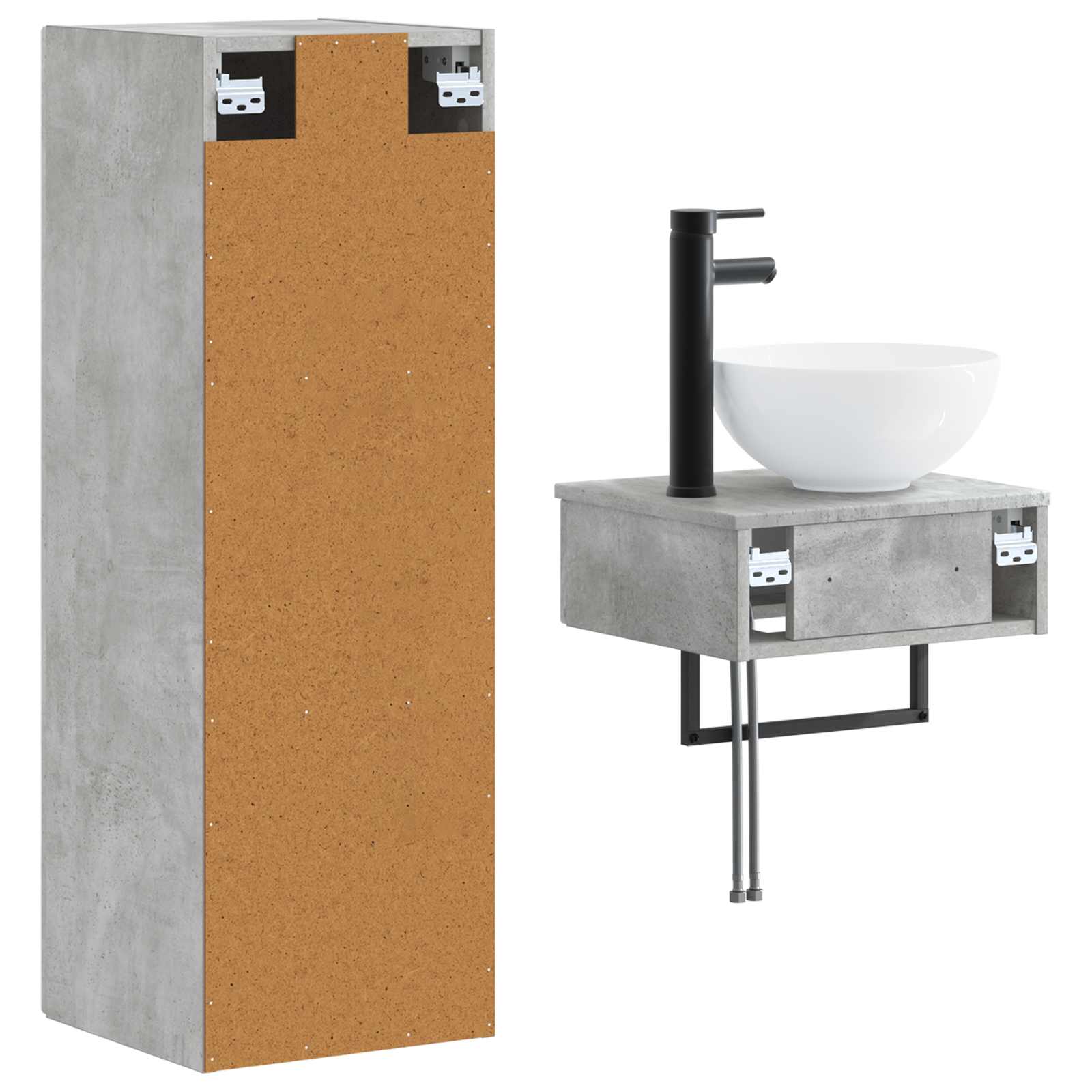 Ensemble de mobilier de salle de bain 2 pc Gris béton