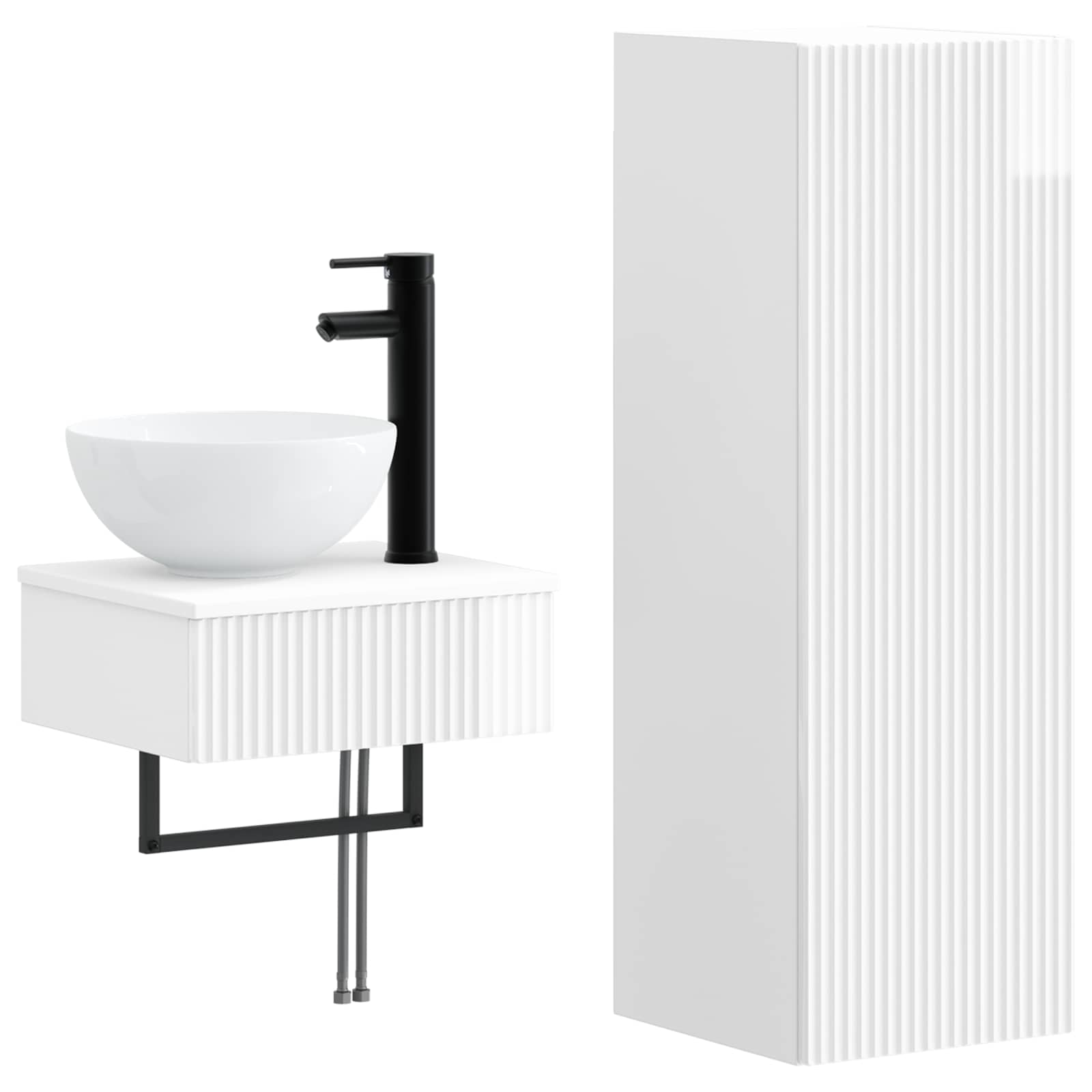 Ensemble de mobilier de salle de bain 2 pc Blanc brillant