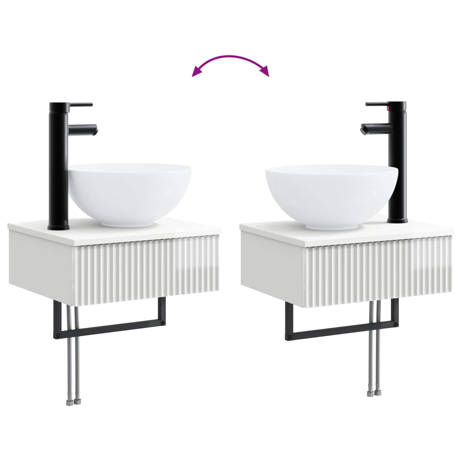 Ensemble de mobilier de salle de bain 2 pc Blanc brillant