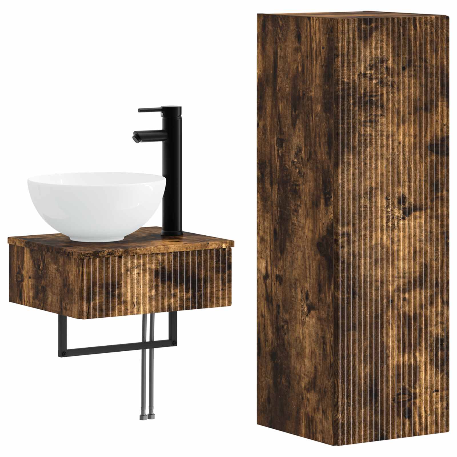 Ensemble de mobilier de salle de bain 2 pc Chêne fumé