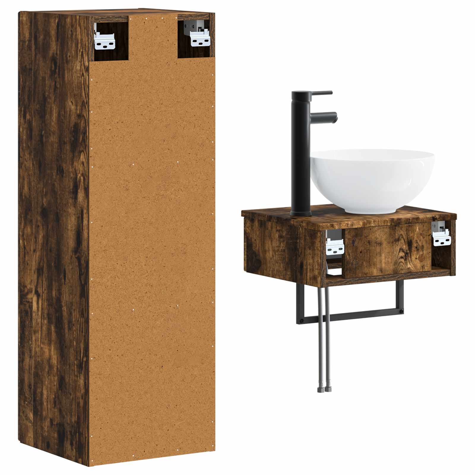 Ensemble de mobilier de salle de bain 2 pc Chêne fumé