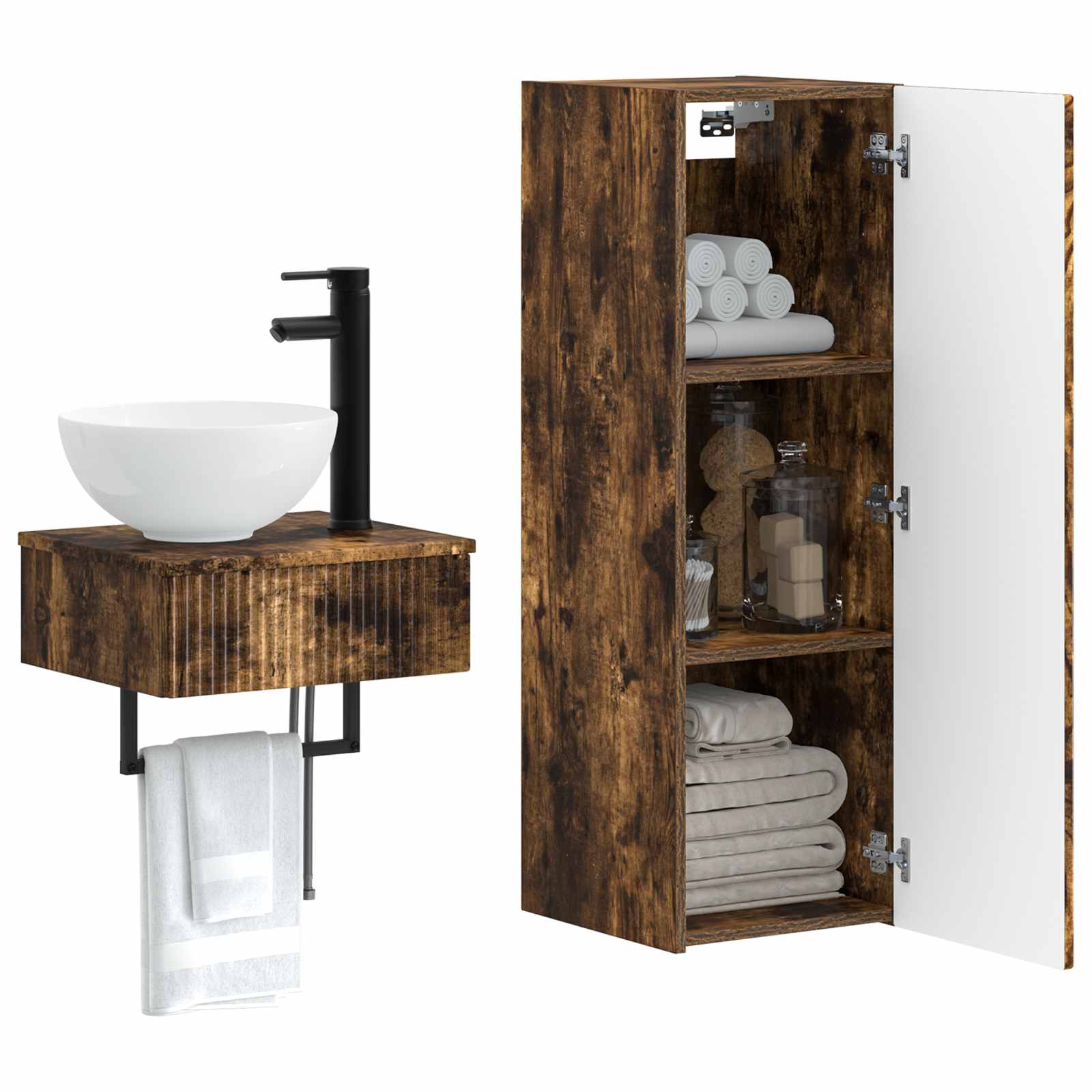 Ensemble de mobilier de salle de bain 2 pc Chêne fumé