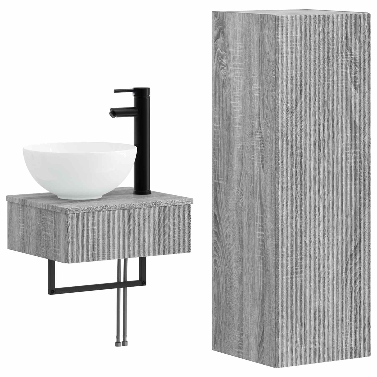 Ensemble de mobilier de salle de bain 2 pc Sonoma gris