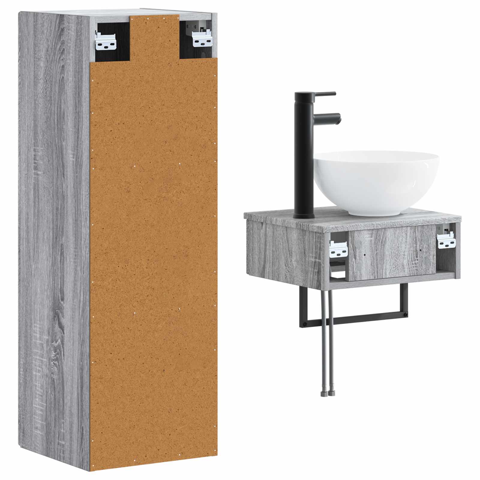 Ensemble de mobilier de salle de bain 2 pc Sonoma gris