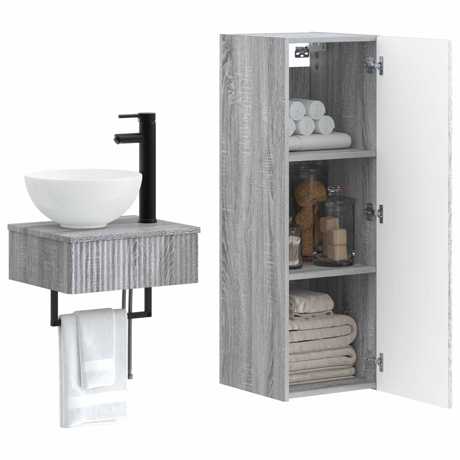 Ensemble de mobilier de salle de bain 2 pc Sonoma gris