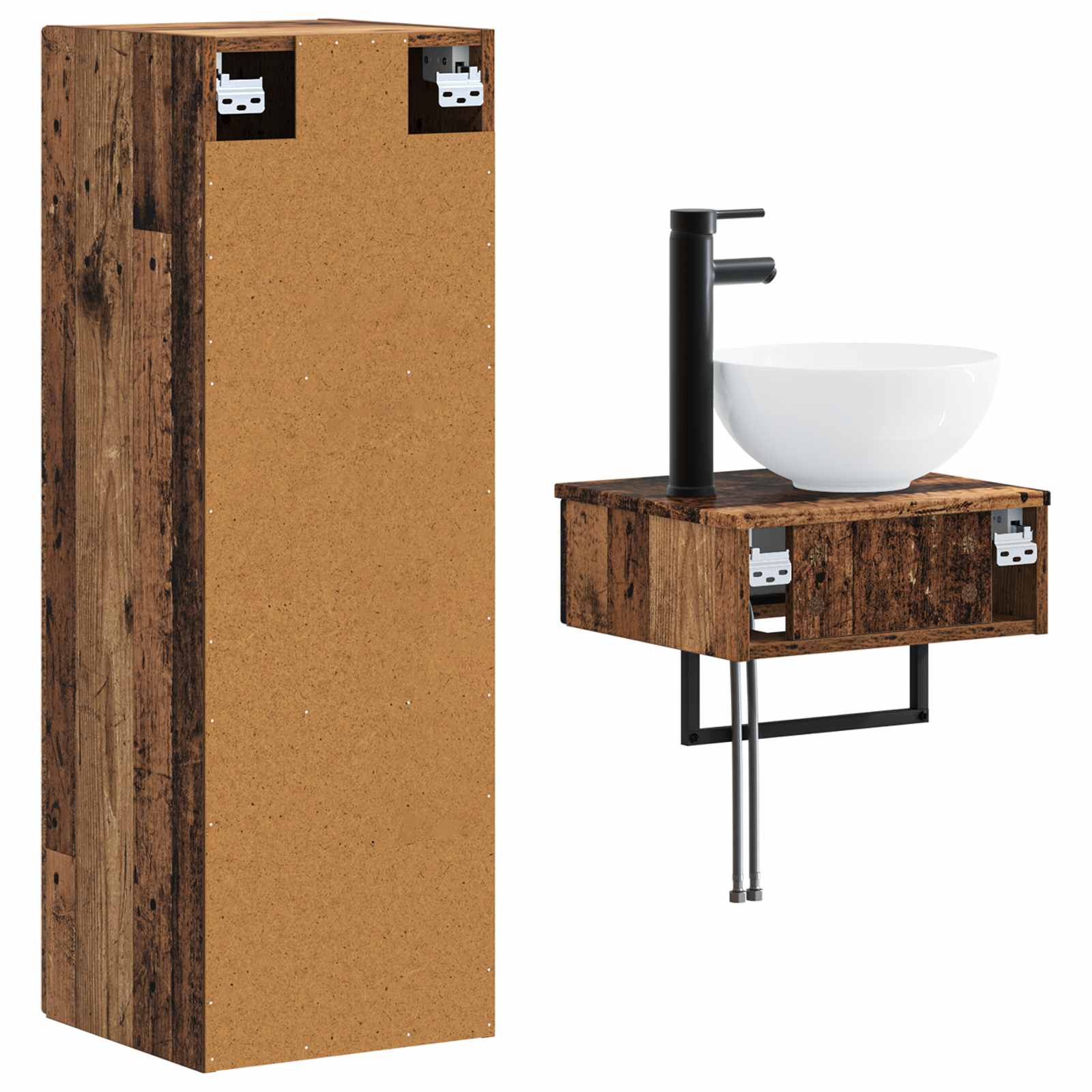 Ensemble de mobilier de salle de bain 2 pc Bois ancien