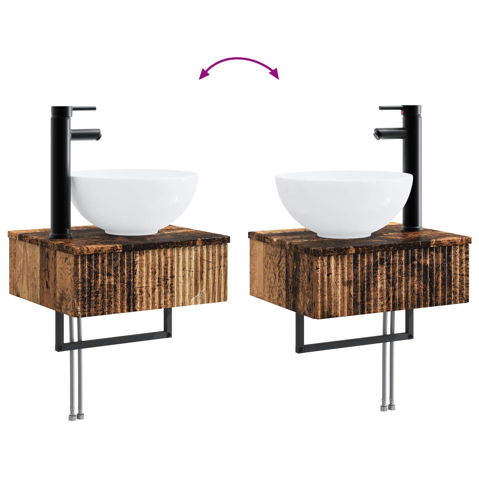 Ensemble de mobilier de salle de bain 2 pc Bois ancien