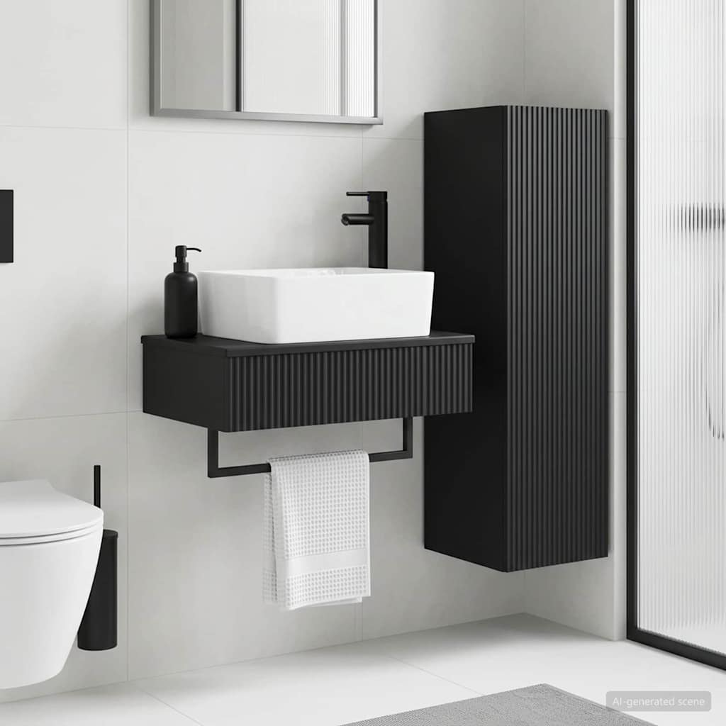 Ensemble de mobilier de salle de bain 2 pc Noir