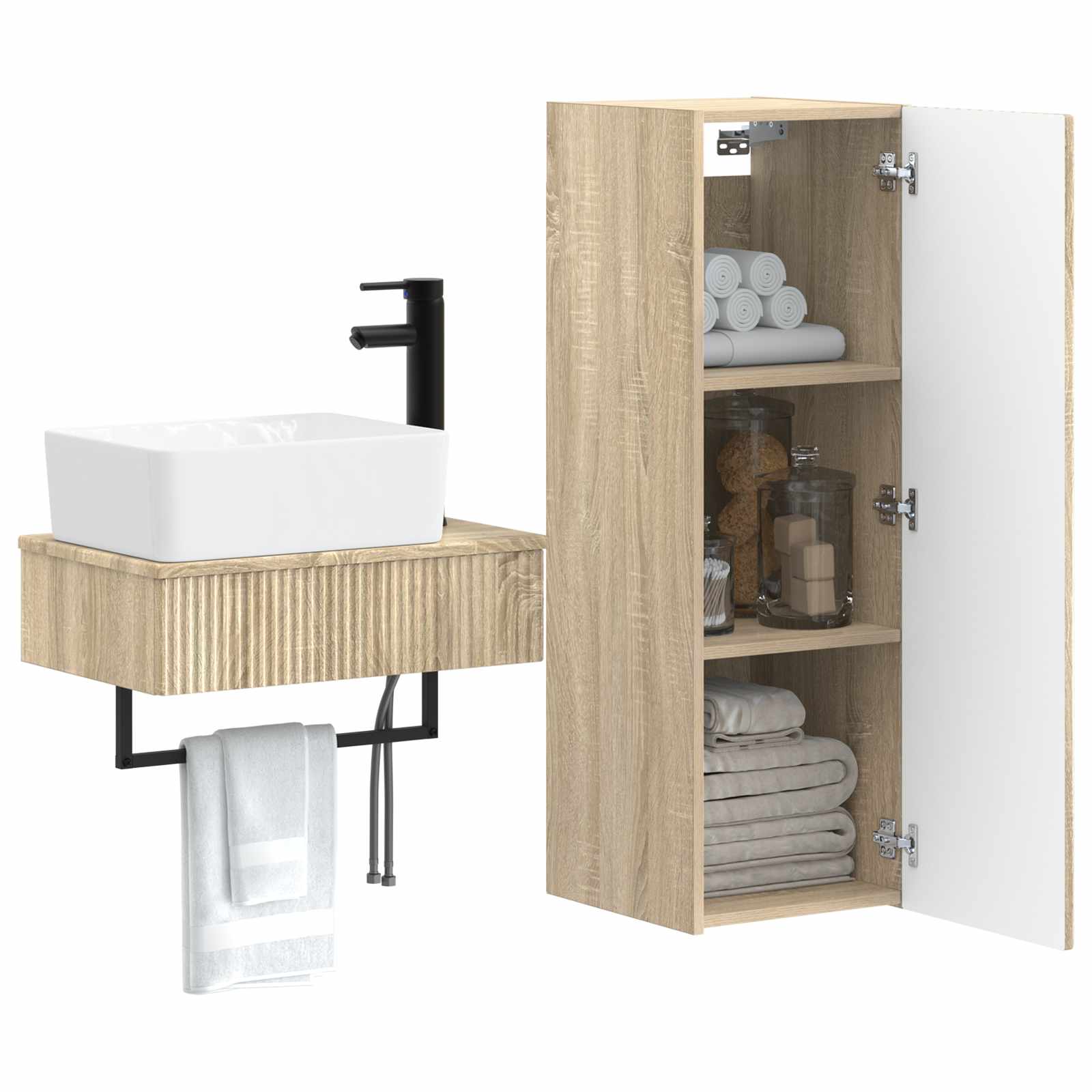 Ensemble de mobilier de salle de bain 2 pc Chêne Sonoma