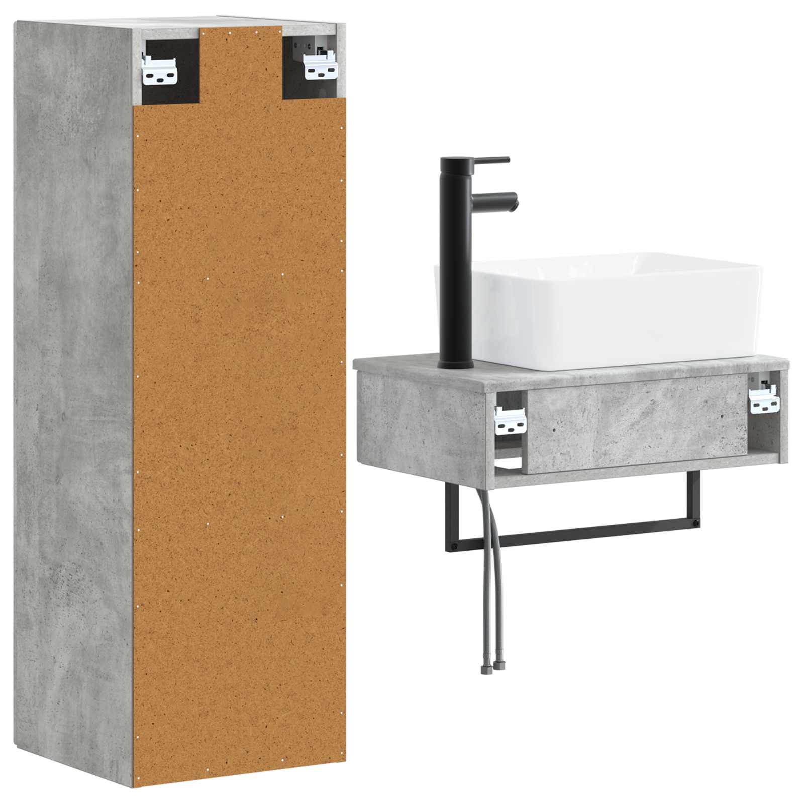 Ensemble de mobilier de salle de bain 2 pc Gris béton