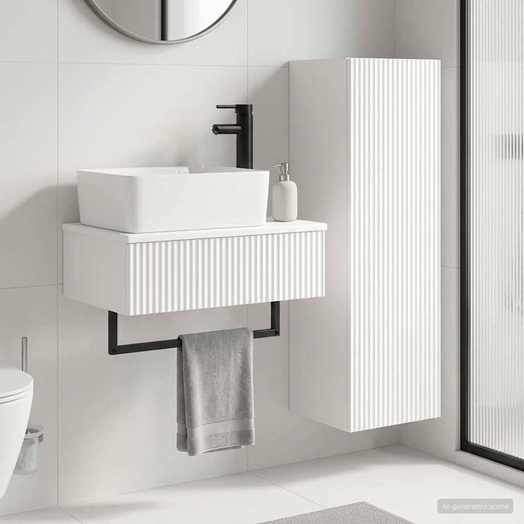 Ensemble de mobilier de salle de bain 2 pc Blanc brillant