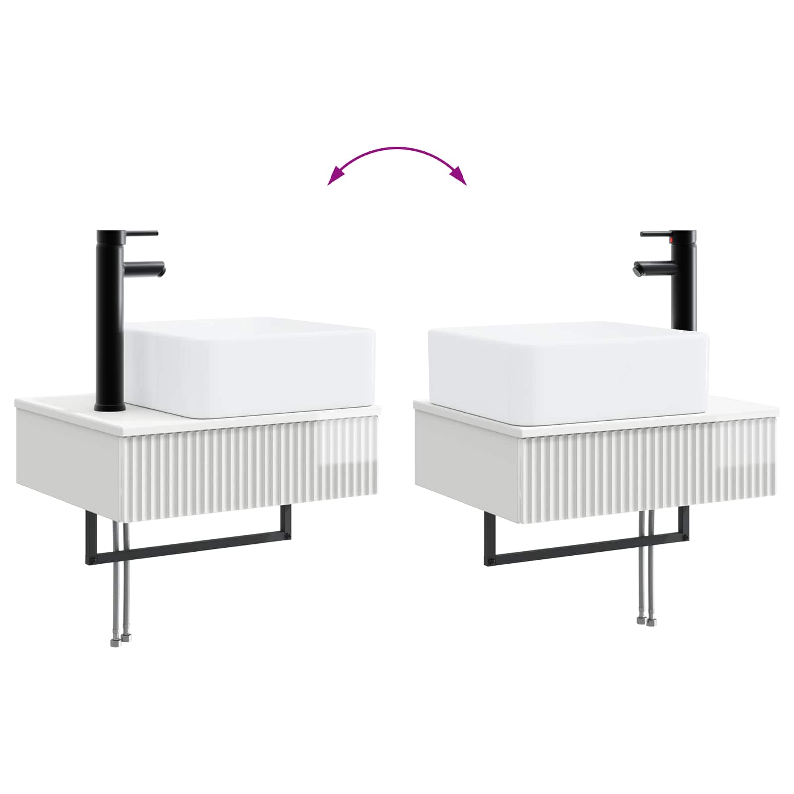 Ensemble de mobilier de salle de bain 2 pc Blanc brillant