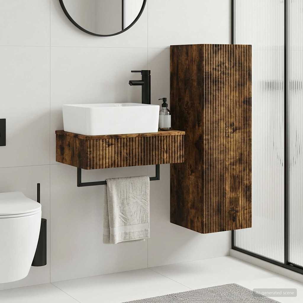 Ensemble de mobilier de salle de bain 2 pièces Chêne fumé