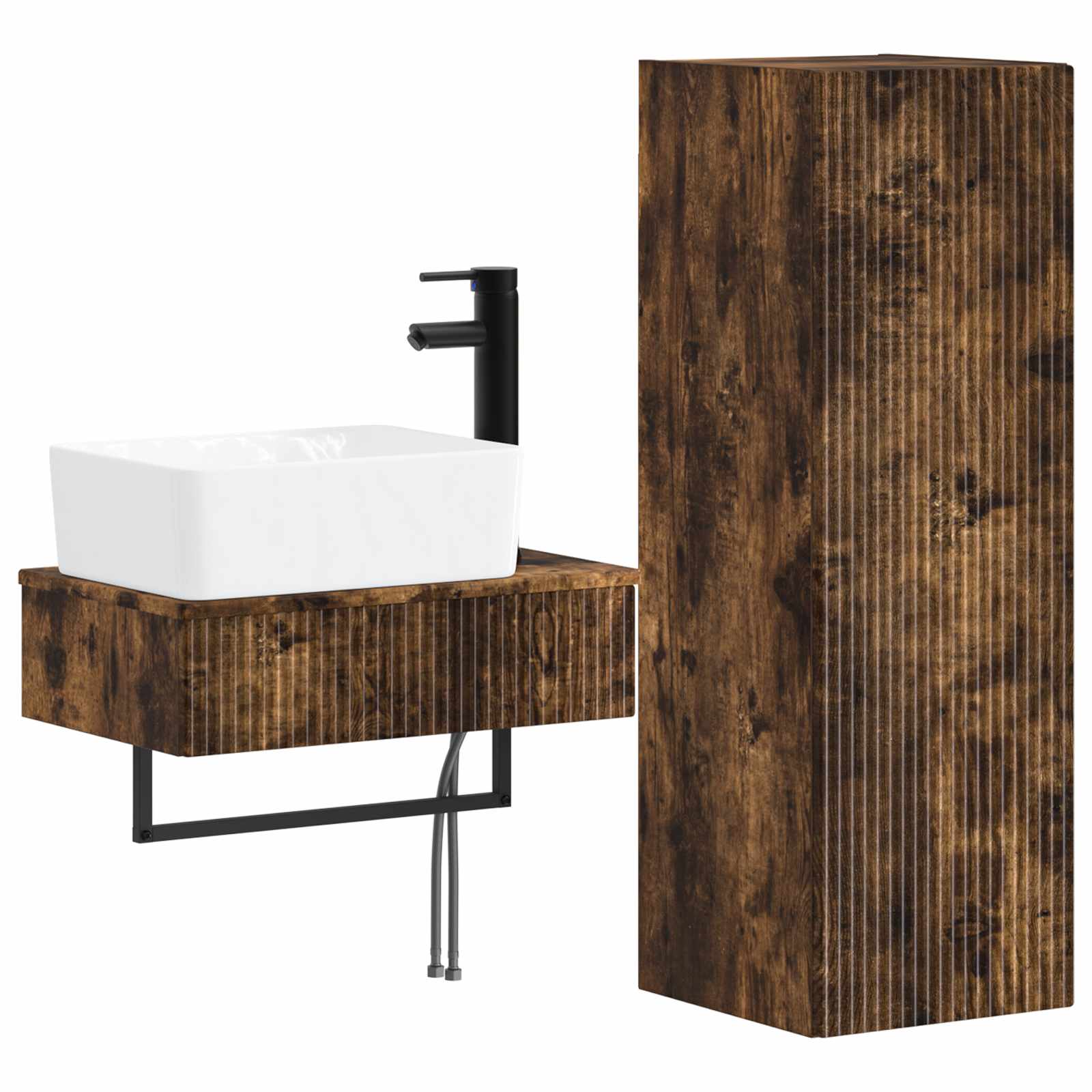 Ensemble de mobilier de salle de bain 2 pièces Chêne fumé