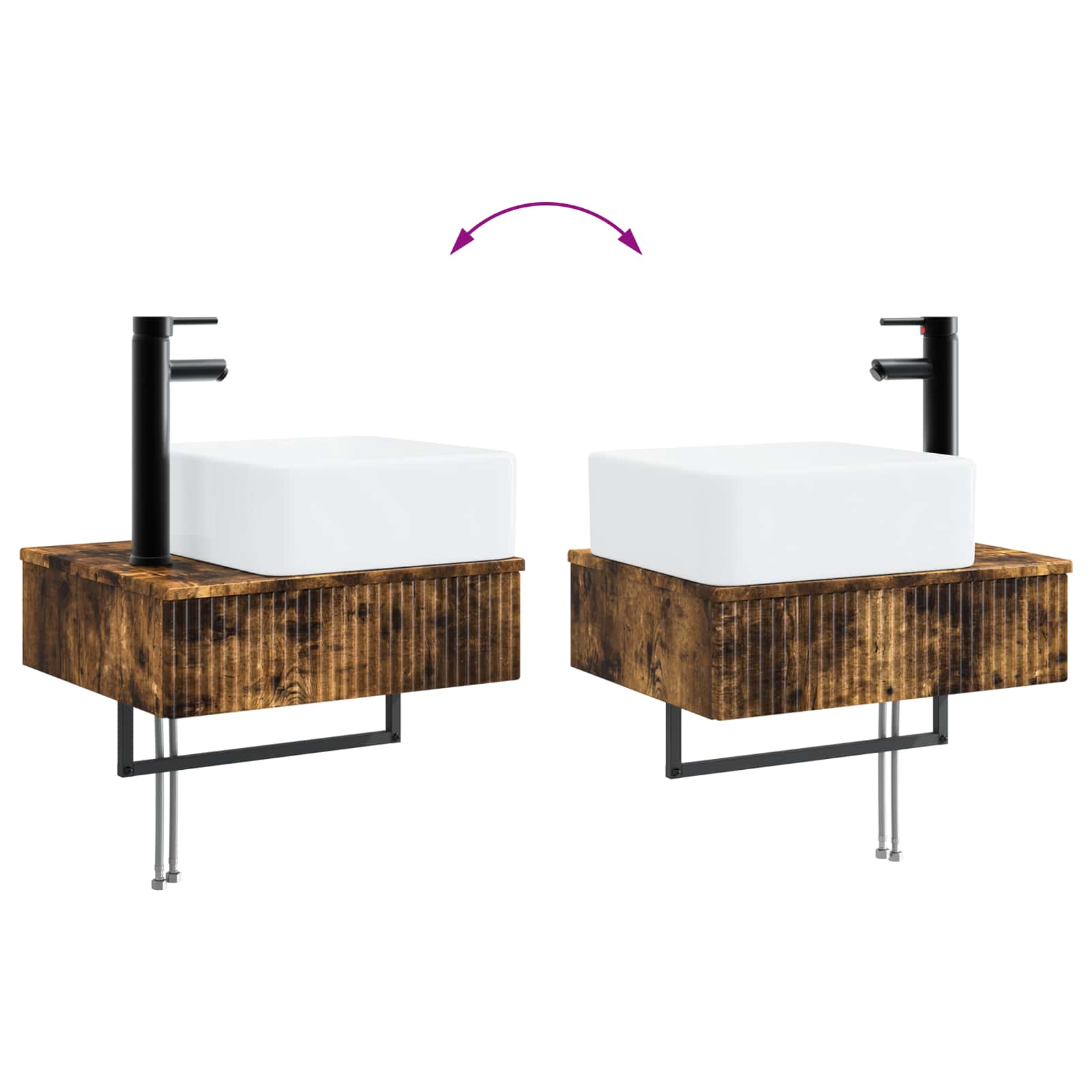 Ensemble de mobilier de salle de bain 2 pièces Chêne fumé