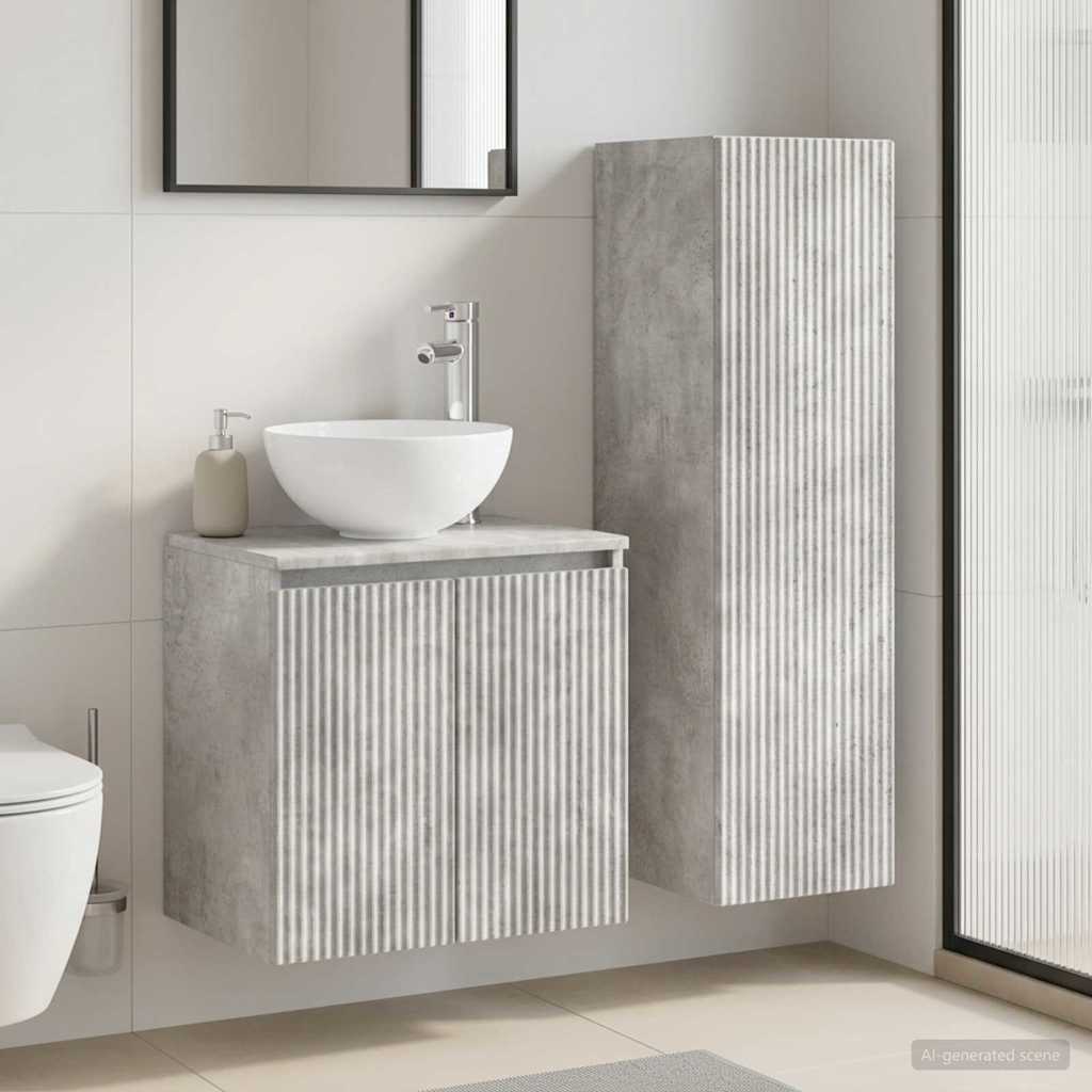 Ensemble de mobilier de salle de bain 2 pc Gris béton