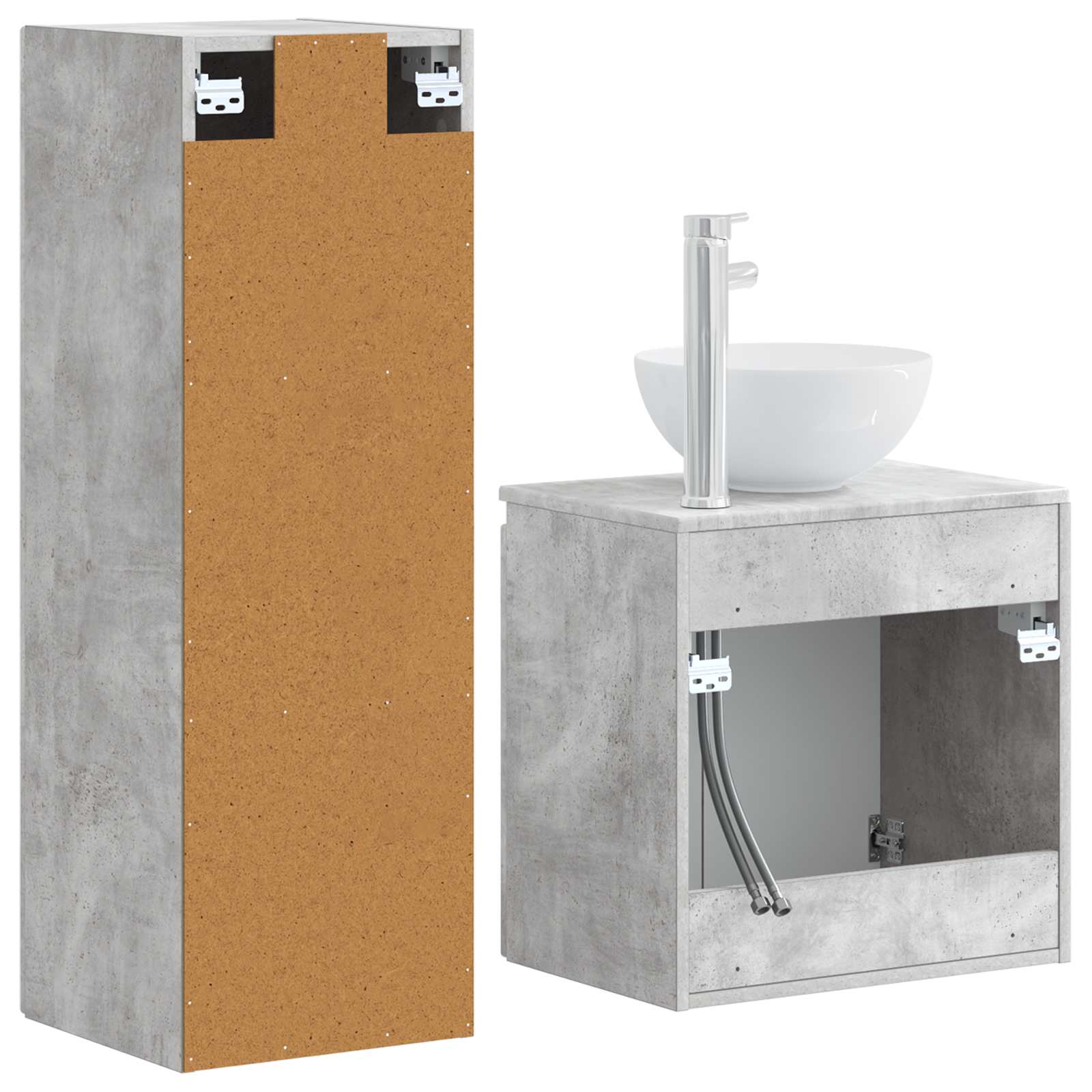 Ensemble de mobilier de salle de bain 2 pc Gris béton