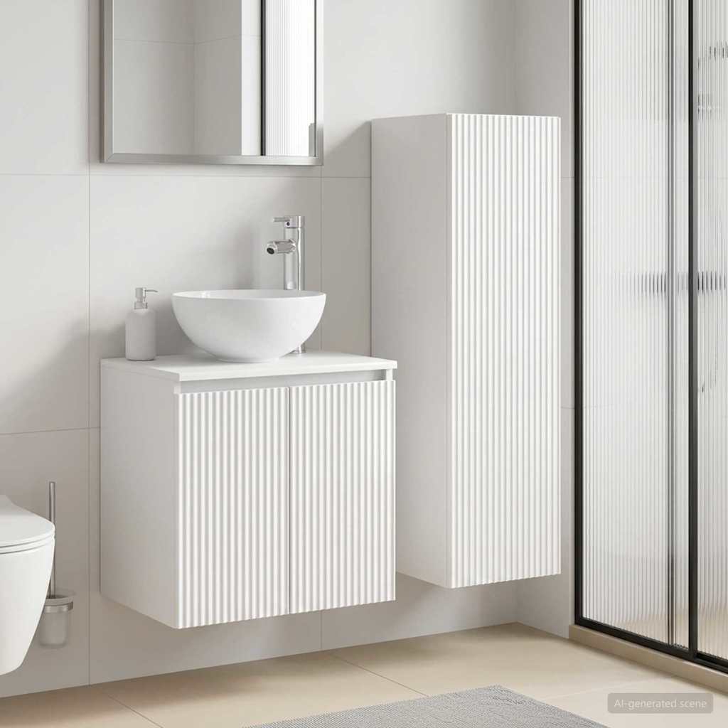 Ensemble de mobilier de salle de bain 2 pc Blanc brillant