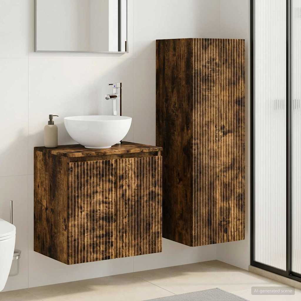 Ensemble de mobilier de salle de bain 2 pc Chêne fumé