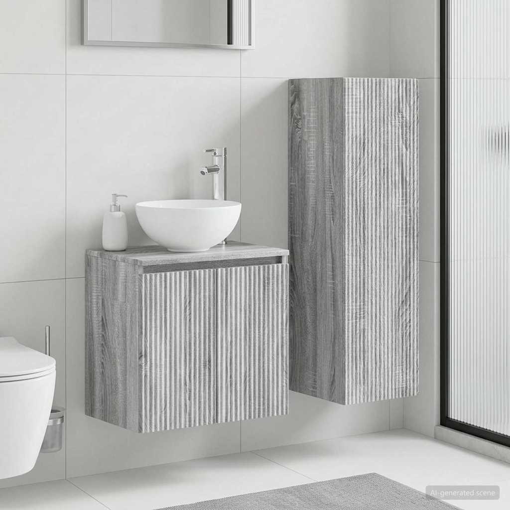 Ensemble de mobilier de salle de bain 2 pc Sonoma gris