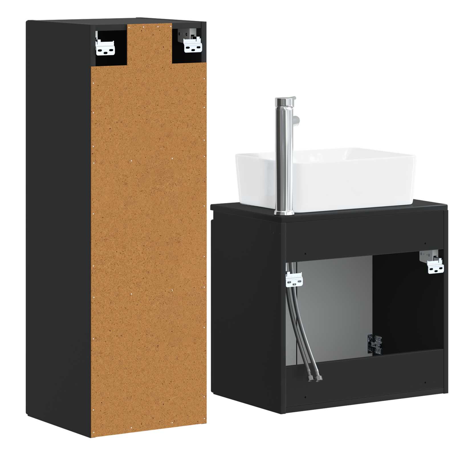 Ensemble de mobilier de salle de bain 2 pc Noir