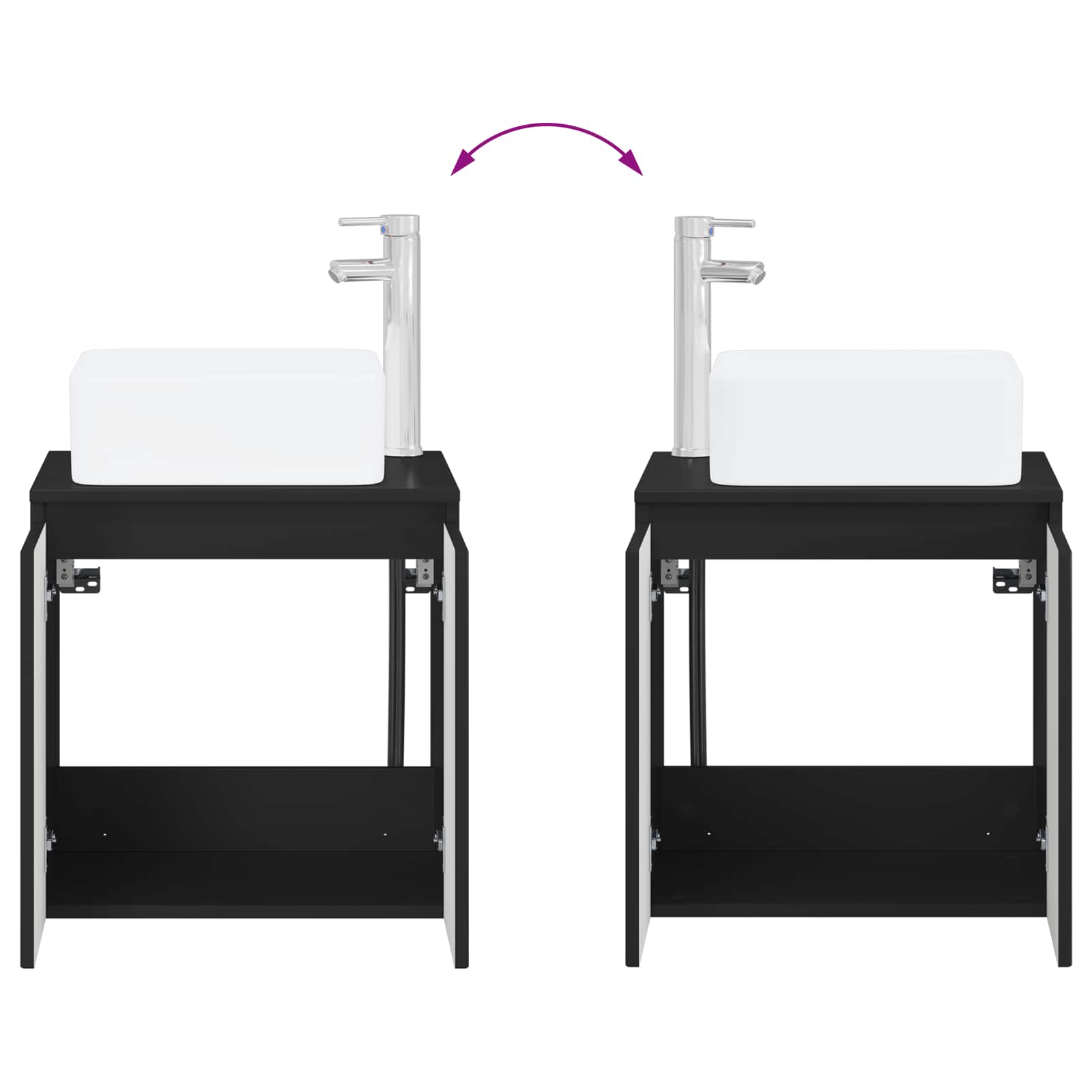 Ensemble de mobilier de salle de bain 2 pc Noir