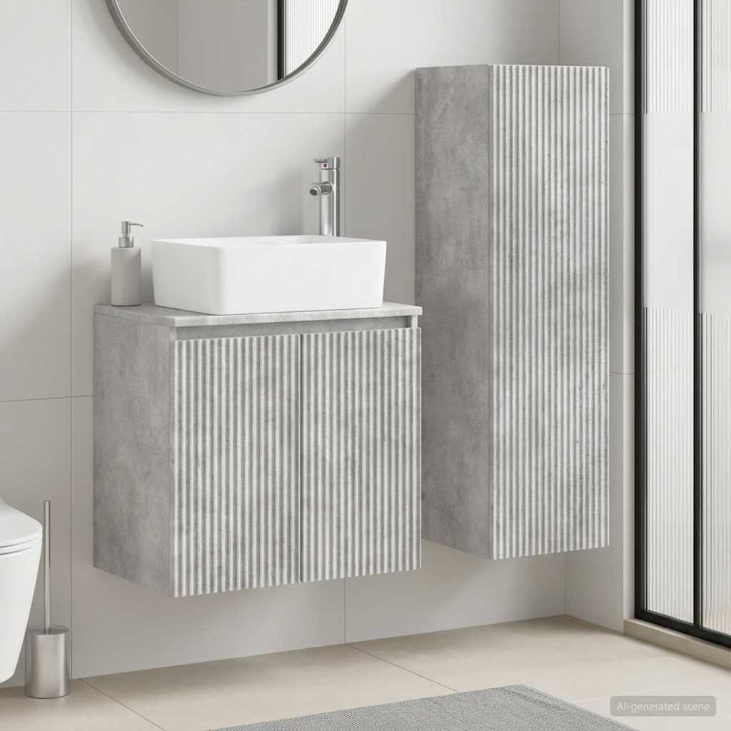 Ensemble de mobilier de salle de bain 2 pc Gris béton