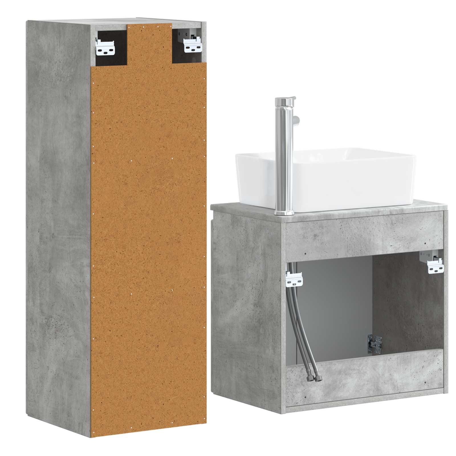 Ensemble de mobilier de salle de bain 2 pc Gris béton