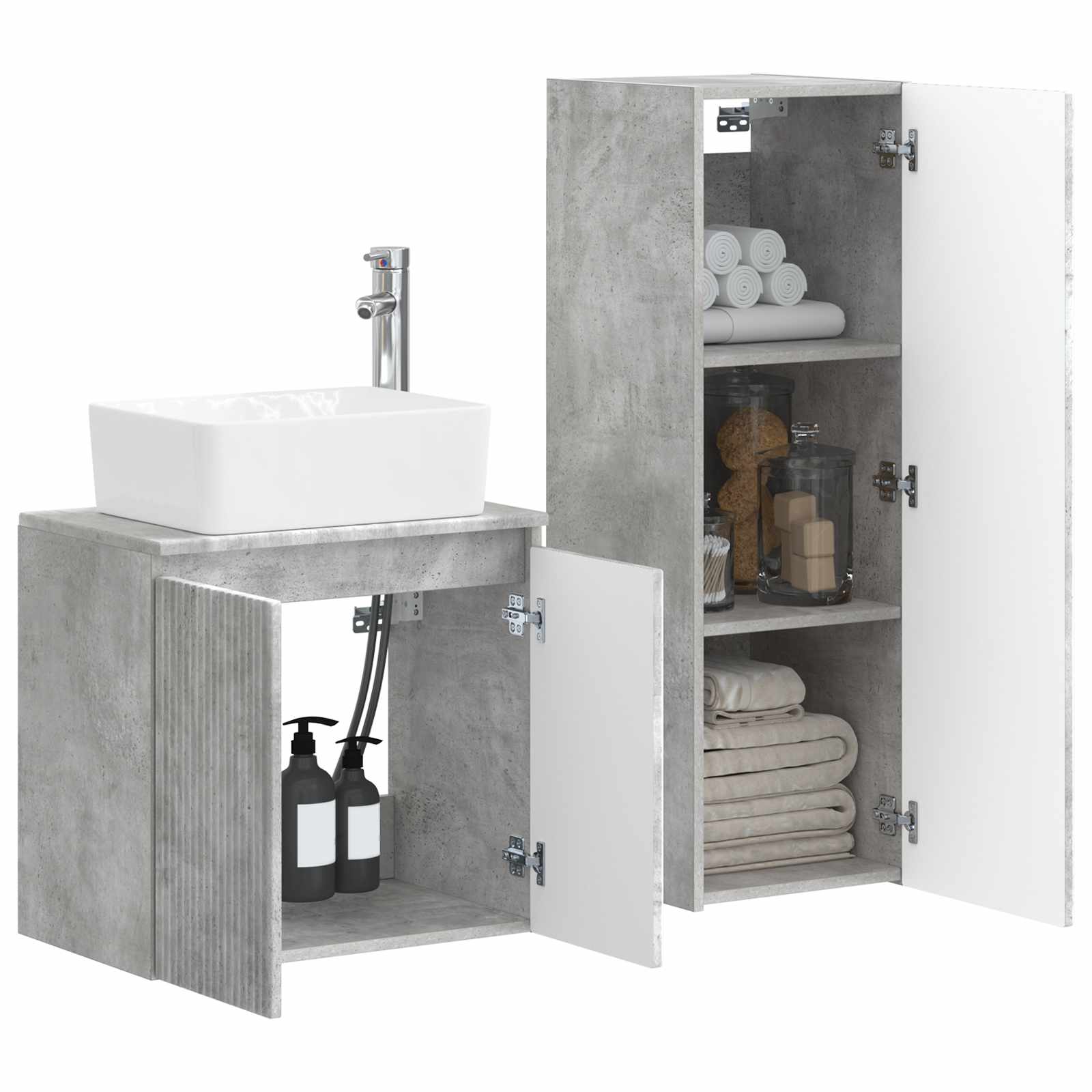 Ensemble de mobilier de salle de bain 2 pc Gris béton