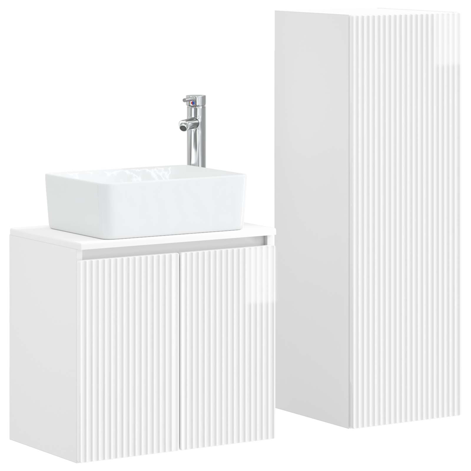 Ensemble de mobilier de salle de bain 2 pc Blanc brillant