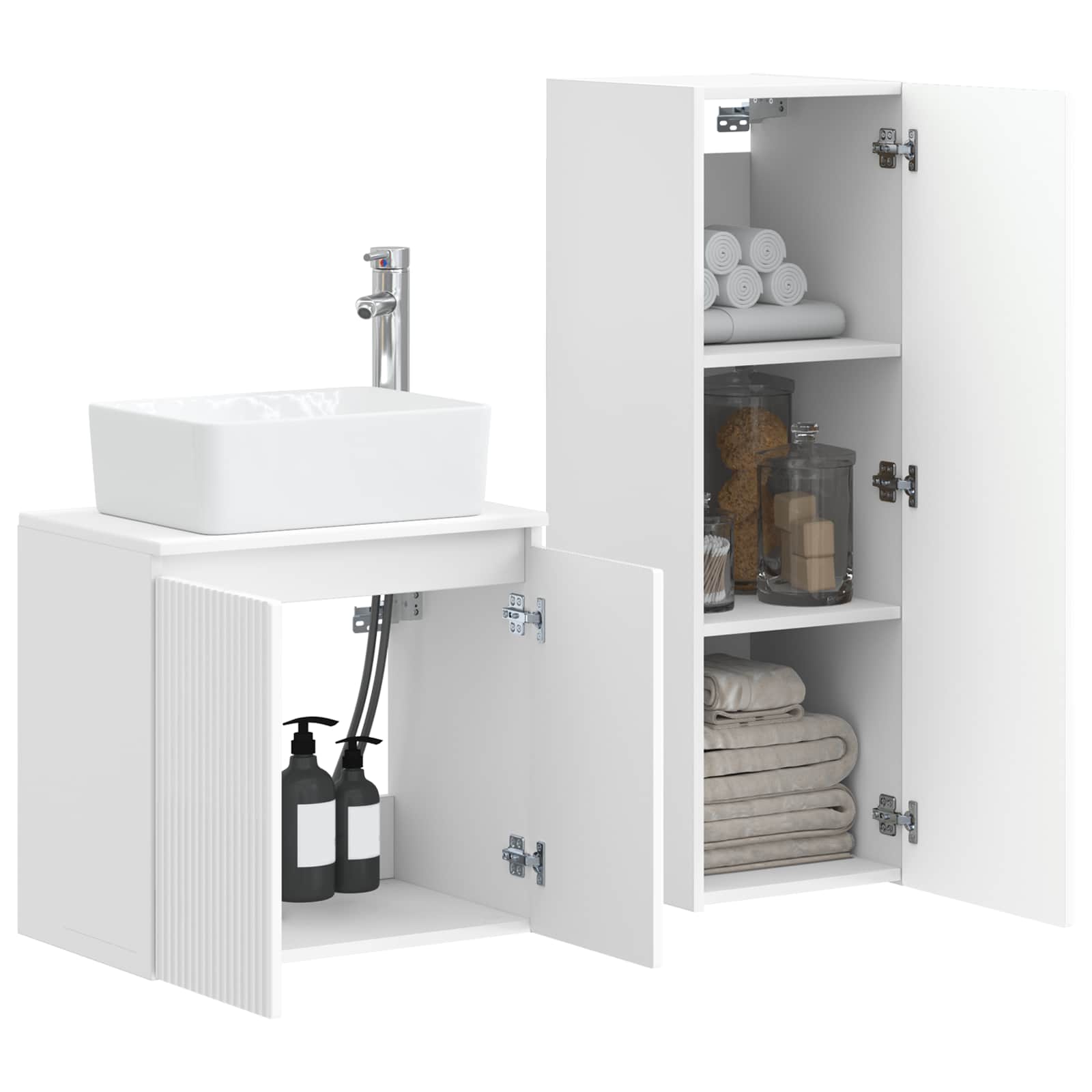 Ensemble de mobilier de salle de bain 2 pc Blanc brillant