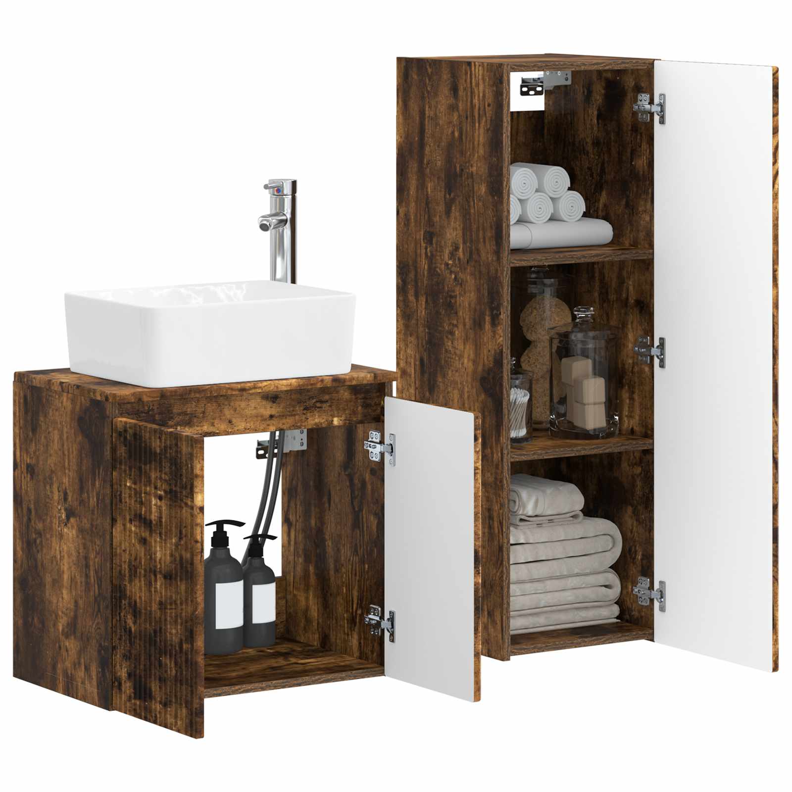 Ensemble de mobilier de salle de bain 2 pc Chêne fumé