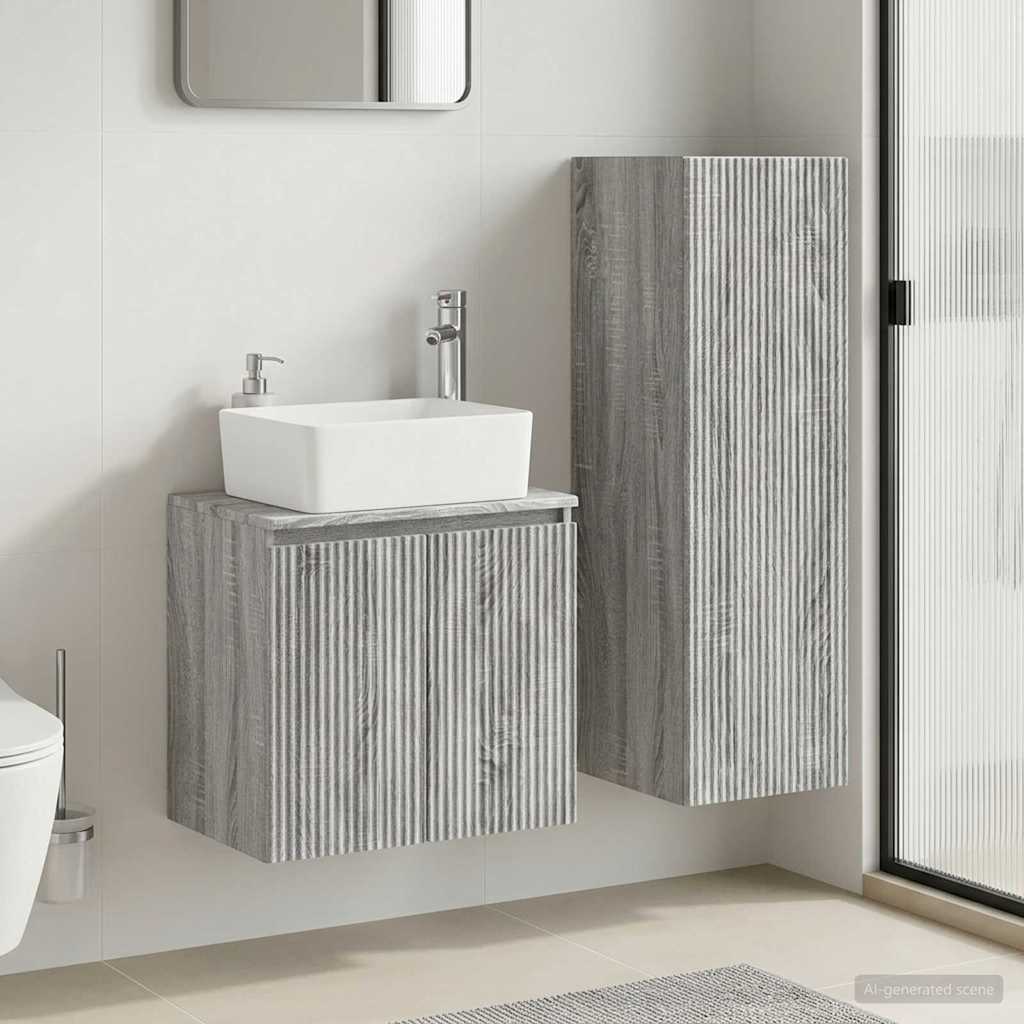 Ensemble de mobilier de salle de bain 2 pc Sonoma gris